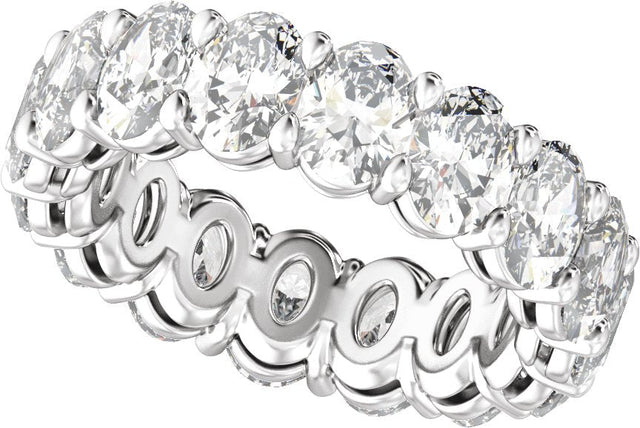 14K Gold Oval Natural Diamond Low Profile Eternity Band - 6.1x4.5mm Stones - White Gold - view 5