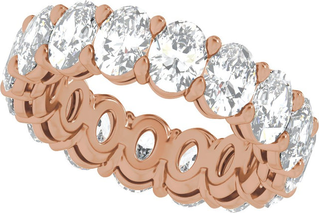 14K Gold Oval Lab-Grown Diamond Low Profile Eternity Band - 6.1x4.5mm Stones - Rose Gold - view 5