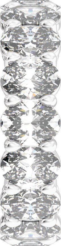 14K Gold Oval Natural Diamond Low Profile Eternity Band - 6.1x4.5mm Stones - White Gold - view 4