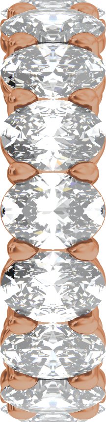 14K Gold Oval Natural Diamond Low Profile Eternity Band - 6.1x4.5mm Stones - Rose Gold - view 4