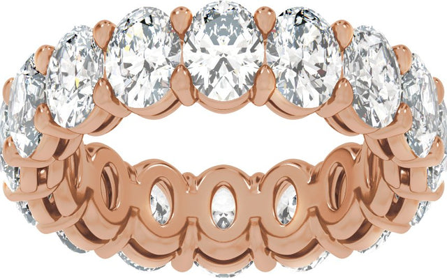 14K Gold Oval Natural Diamond Low Profile Eternity Band - 6.1x4.5mm Stones - Rose Gold - view 3