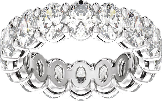 Platinum Oval Natural Diamond Low Profile Eternity Band - 6.1x4.5mm Stones - view 3
