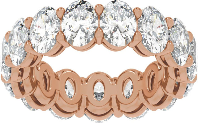 14K Gold Oval Lab-Grown Diamond Low Profile Eternity Band - 6.1x4.5mm Stones - Rose Gold - view 3