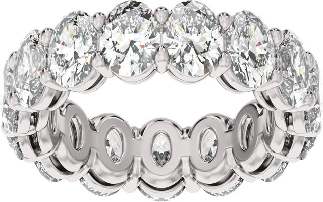 14K Gold Oval Natural Diamond Low Profile Eternity Band - 6.1x4.5mm Stones - White Gold - view 3