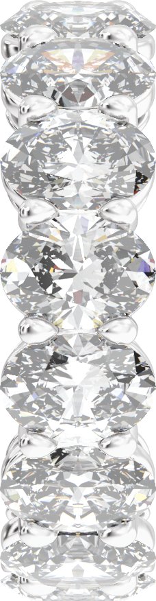 Platinum Oval Natural Diamond Low Profile Eternity Band - 6.1x4.5mm Stones - view 4