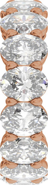 14K Gold Oval Natural Diamond Low Profile Eternity Band - 6.1x4.5mm Stones - Rose Gold - view 4