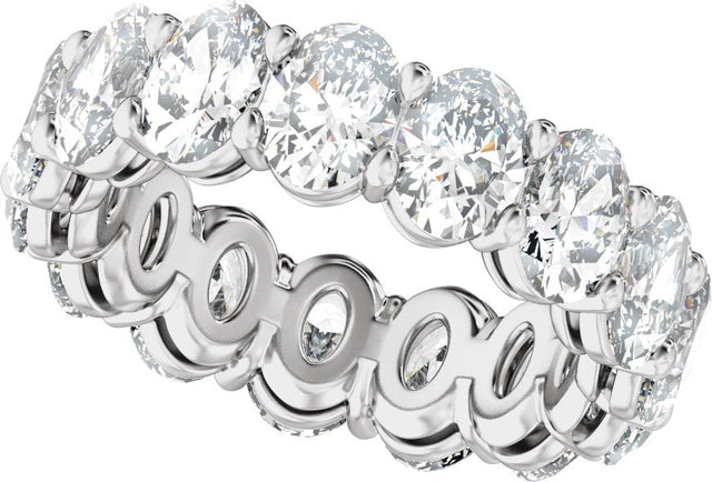 Platinum Oval Natural Diamond Low Profile Eternity Band - 6.1x4.5mm Stones - view 5