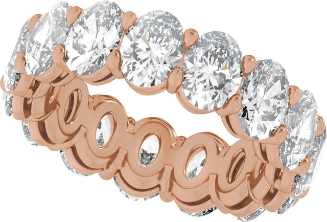 14K Gold Oval Lab-Grown Diamond Low Profile Eternity Band - 6.1x4.5mm Stones - Rose Gold - view 5