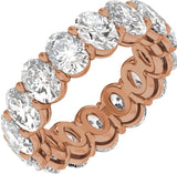 14K Gold Oval Natural Diamond Low Profile Eternity Band - 6.1x4.5mm Stones - Rose Gold