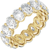 14K Gold Oval Natural Diamond Low Profile Eternity Band - 7x5mm Stones - Yellow Gold