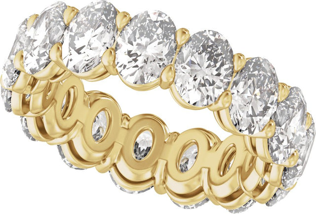 14K Gold Oval Natural Diamond Low Profile Eternity Band - 5.2x3.9mm Stones - Yellow Gold - view 5