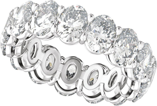 14K Gold Oval Lab-Grown Diamond Low Profile Eternity Band - 6.1x4.5mm Stones - White Gold - view 5