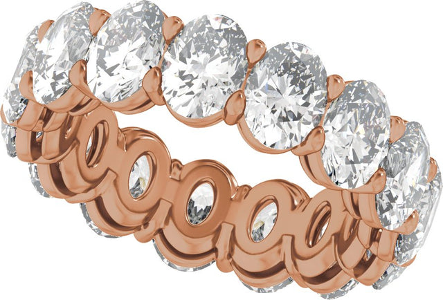 14K Gold Oval Lab-Grown Diamond Low Profile Eternity Band - 6.1x4.5mm Stones - Rose Gold - view 5