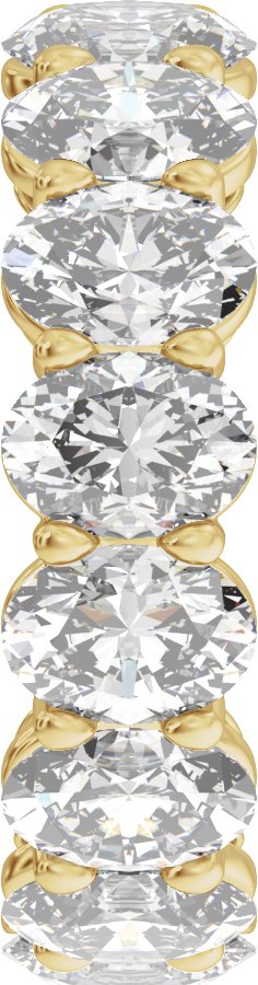 14K Gold Oval Natural Diamond Low Profile Eternity Band - 5.2x3.9mm Stones - Yellow Gold - view 4