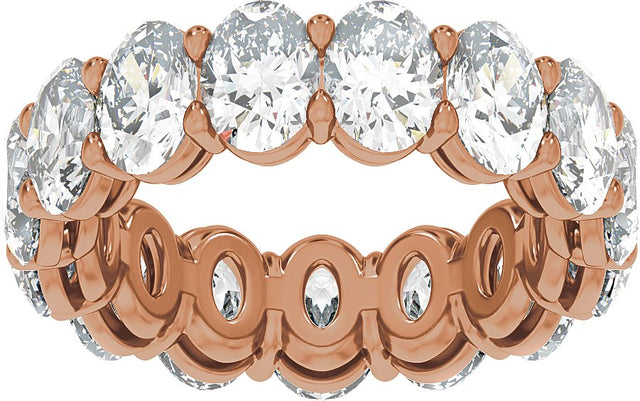 14K Gold Oval Natural Diamond Low Profile Eternity Band - 6.1x4.5mm Stones - Rose Gold - view 3