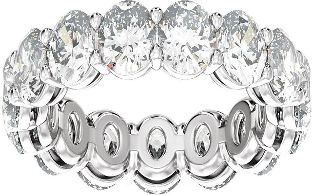 Platinum Oval Lab-Grown Diamond Low Profile Eternity Band - 6.1x4.5mm Stones - view 3