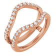 14K Gold Round Natural Diamond Ring Guard - 1/2-1 1/2 CTW - Rose Gold