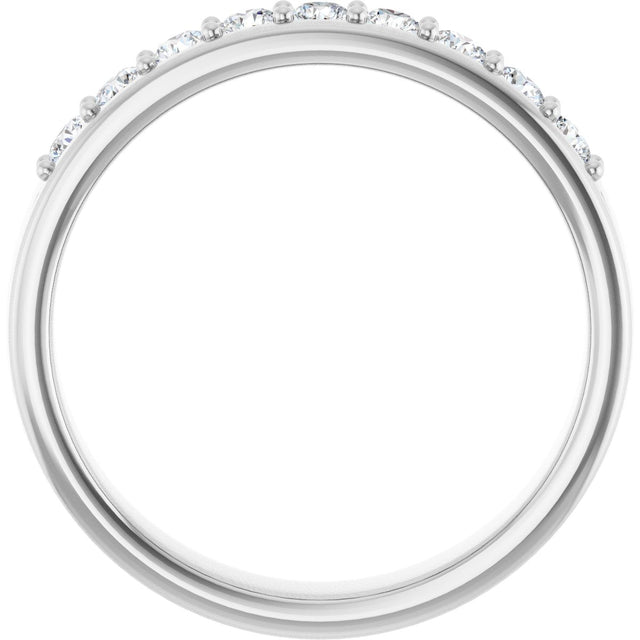 14K Gold Round Lab-Grown Diamond Accented Flat Band - 1/2 CTW - White Gold - view 2