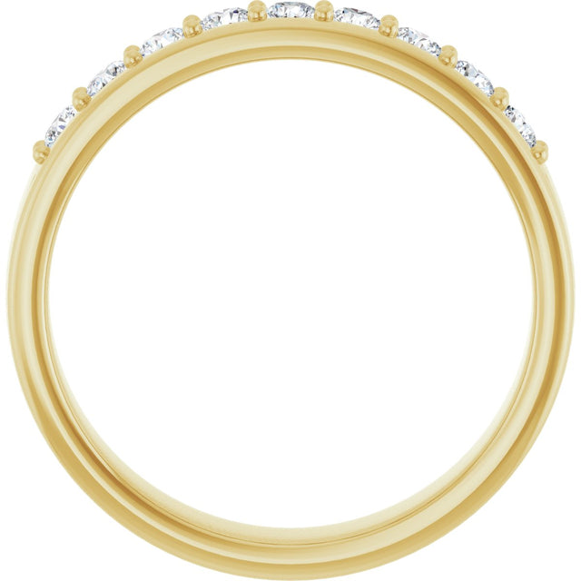 14K Gold Round Lab-Grown Diamond Accented Flat Band - 1/2 CTW - Yellow Gold - view 2