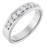 Platinum Round Lab-Grown Diamond Accented Flat Band - 1/2 CTW