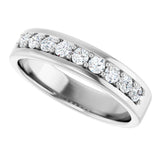 14K Gold Round Lab-Grown Diamond Accented Flat Band - 1/2 CTW - White Gold - view 5