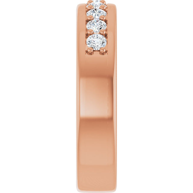 14K Gold Round Lab-Grown Diamond Accented Flat Band - 1/2 CTW - Rose Gold - view 4
