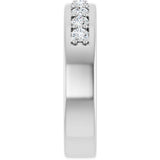 14K Gold Round Lab-Grown Diamond Accented Flat Band - 1/2 CTW - White Gold - view 4