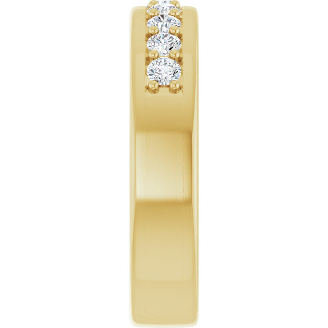 14K Gold Round Lab-Grown Diamond Accented Flat Band - 1/2 CTW - Yellow Gold - view 4