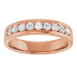 14K Gold Round Lab-Grown Diamond Accented Flat Band - 1/2 CTW - Rose Gold - view 3