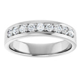 Platinum Round Lab-Grown Diamond Accented Flat Band - 1/2 CTW - view 3