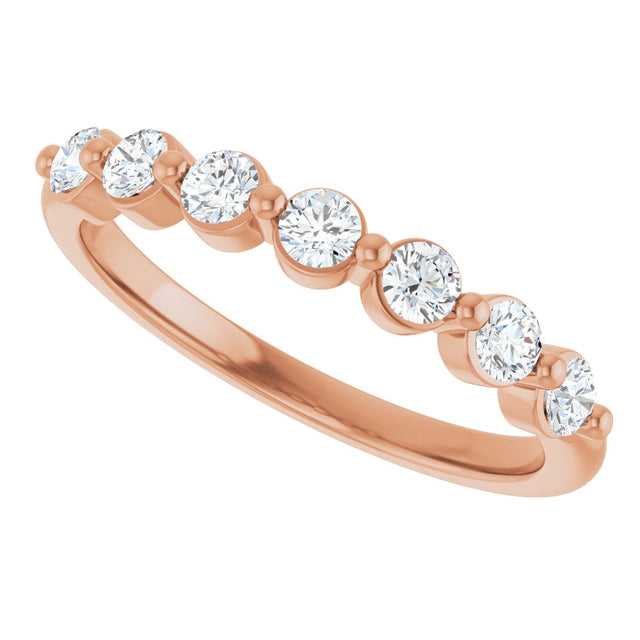 14K Gold Round Natural Diamond Seven-Stone Anniversary Band - 1/5-5/8 CTW - Rose Gold - view 5