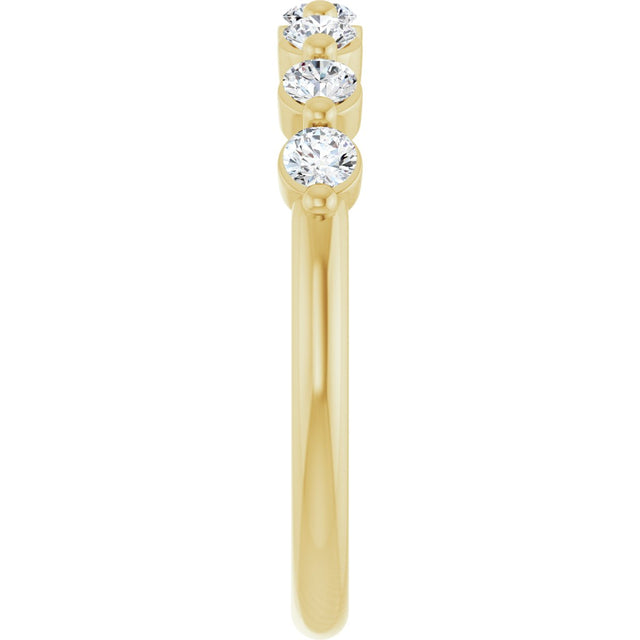 14K Gold Round Lab-Grown Diamond Seven-Stone Anniversary Band - 1/5-5/8 CTW - Yellow Gold - view 4