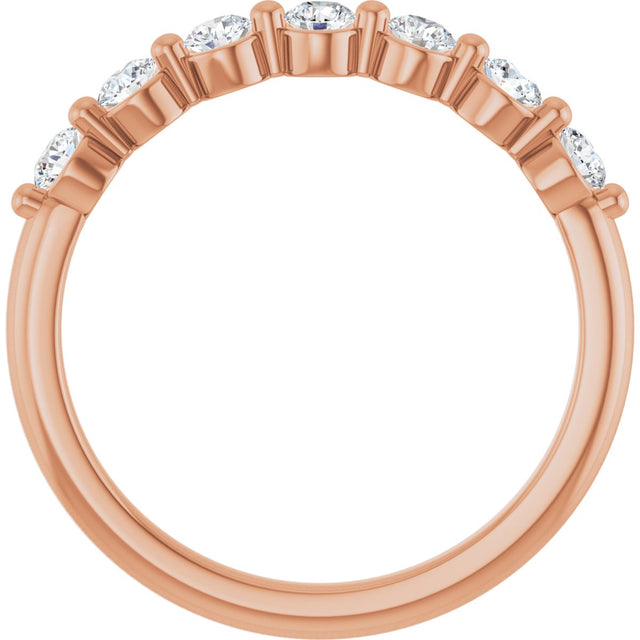 14K Gold Round Natural Diamond Seven-Stone Anniversary Band - 1/5-5/8 CTW - Rose Gold - view 2