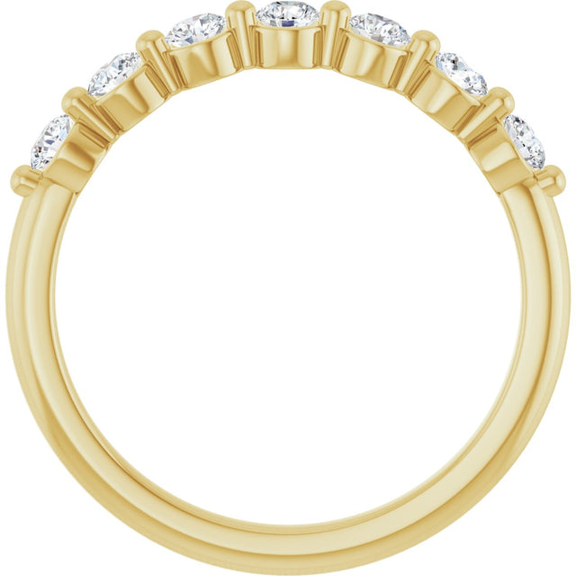 14K Gold Round Natural Diamond Seven-Stone Anniversary Band - 1/5-5/8 CTW - Yellow Gold - view 2