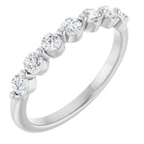 14K Gold Round Natural Diamond Seven-Stone Anniversary Band - 1/5-5/8 CTW - White Gold
