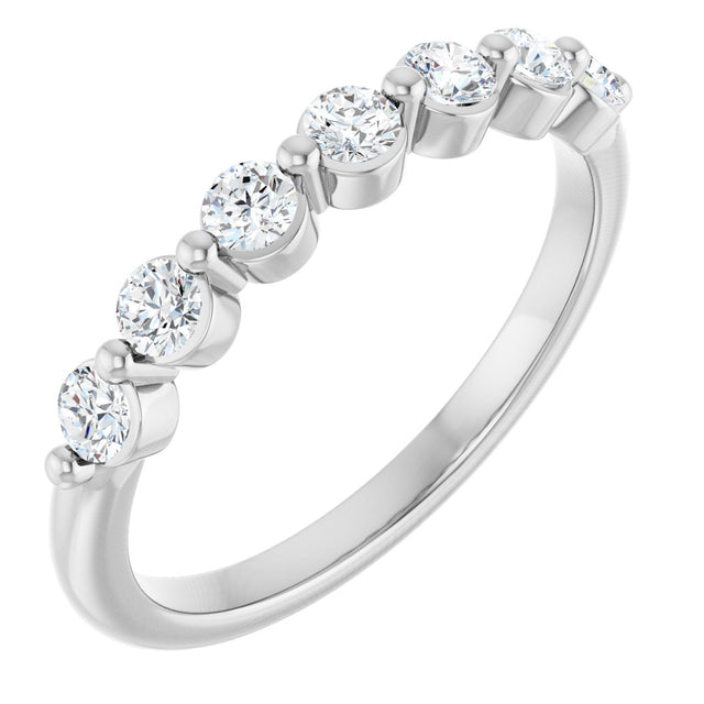 Platinum Round Natural Diamond Seven-Stone Anniversary Band - 1/5-5/8 CTW