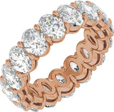 14K Gold Oval Natural Diamond Low Profile Eternity Band - 6.1x4.5mm Stones - Rose Gold