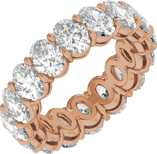 14K Gold Oval Natural Diamond Low Profile Eternity Band - 6.1x4.5mm Stones - Rose Gold