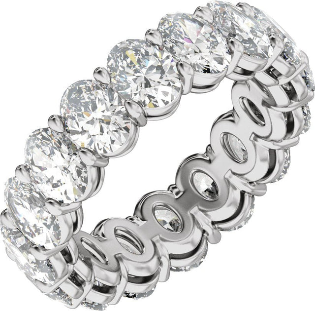 14K Gold Oval Lab-Grown Diamond Low Profile Eternity Band - 6.1x4.5mm Stones - White Gold