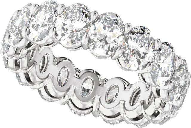 14K Gold Oval Natural Diamond Low Profile Eternity Band - 6.1x4.5mm Stones - White Gold - view 5