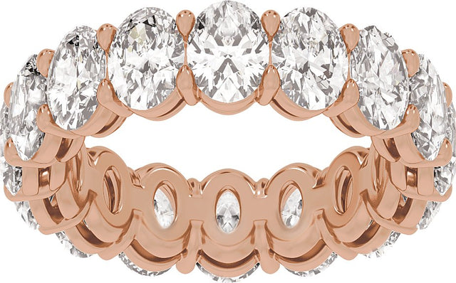 14K Gold Oval Natural Diamond Low Profile Eternity Band - 6.1x4.5mm Stones - Rose Gold - view 3