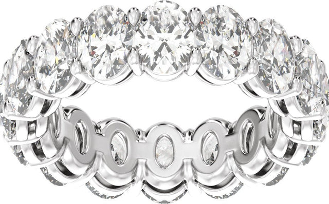 Platinum Oval Natural Diamond Low Profile Eternity Band - 6.1x4.5mm Stones - view 3