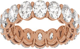 14K Gold Oval Natural Diamond Low Profile Eternity Band - 6.1x4.5mm Stones - Rose Gold - view 3