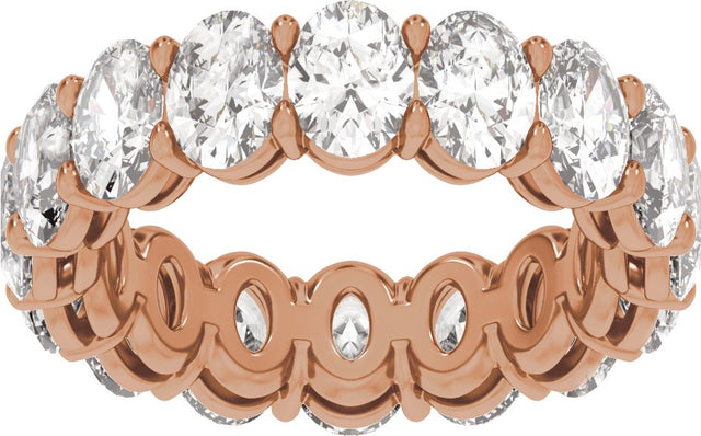 14K Gold Oval Natural Diamond Low Profile Eternity Band - 6.1x4.5mm Stones - Rose Gold - view 3