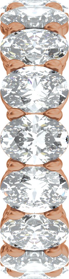 14K Gold Oval Natural Diamond Low Profile Eternity Band - 6.1x4.5mm Stones - Rose Gold - view 4