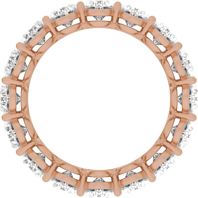 14K Gold Oval Natural Diamond Low Profile Eternity Band - 6.1x4.5mm Stones - Rose Gold - view 2