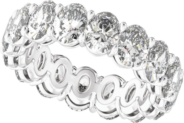 Platinum Oval Lab-Grown Diamond Low Profile Eternity Band - 6.1x4.5mm Stones - view 5