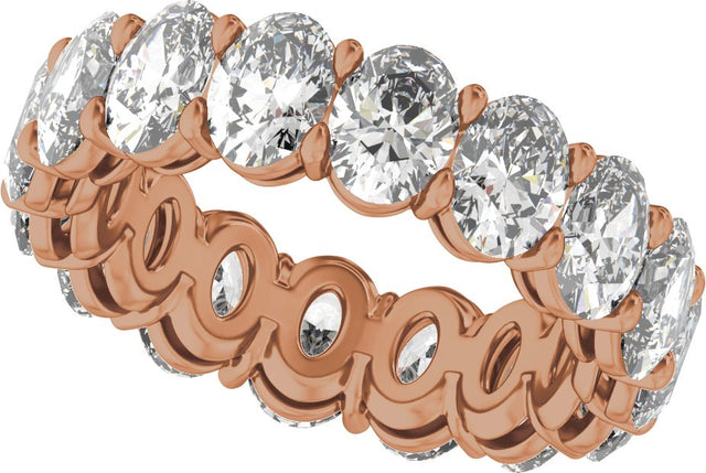 14K Gold Oval Natural Diamond Low Profile Eternity Band - 6.1x4.5mm Stones - Rose Gold - view 5
