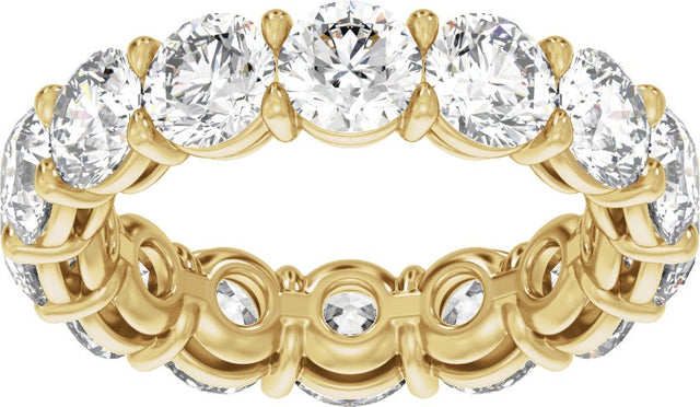 14K Gold Round Natural Diamond Low Profile Eternity Band - 4.3mm Stones - Yellow Gold - view 3