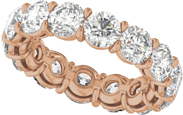 14K Gold Round Natural Diamond Low Profile Eternity Band - 4.3mm Stones - Rose Gold - view 5